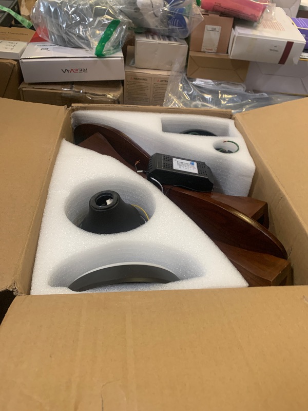 Photo 1 of MISSING REMOTE ---------------------------------------------BOJUE Solid Wood Ceiling Fans With Lights, 36 Inch Modern Ceiling Fan With Light and Remote Control,Reversible DC Motor, 6 Speeds, Noiseless, Black Ceiling Fan for Indoor/Outdoor Bedroom Patio