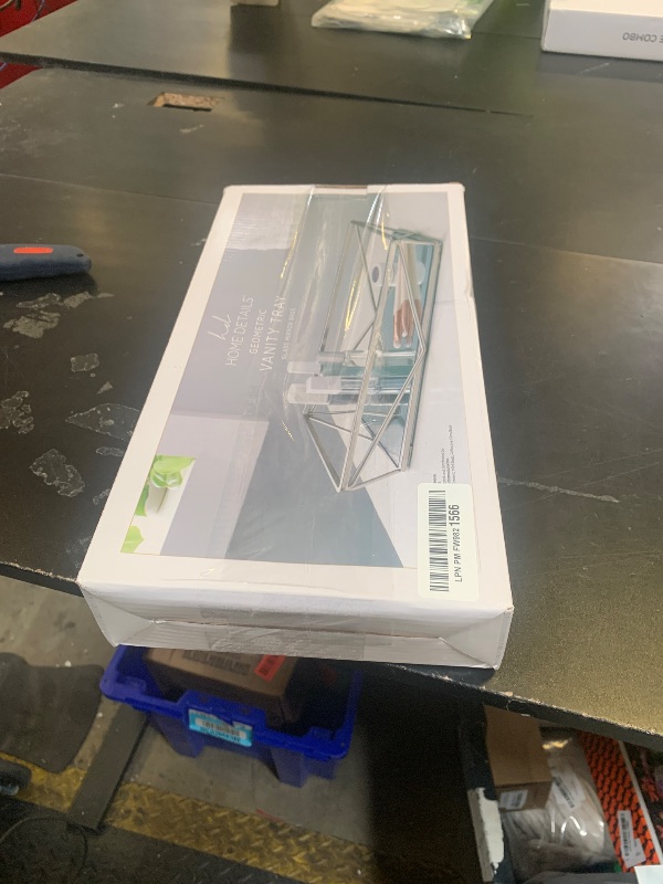 Photo 1 of **PARTIAL SET--MISSING BASE**Home Details Geometric Design Vanity Tray | Mirrored | Cosmetic & Jewelry Organizer | Dresser | Desk | Perfume | Decorative | Satin