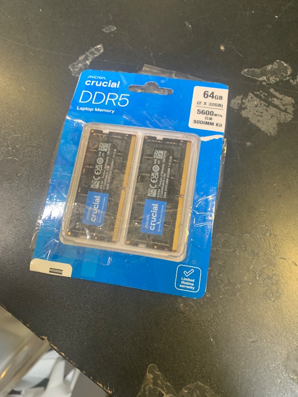 Photo 1 of Crucial 64GB DDR5 RAM Kit (2x32GB), 4800MHz CL40 Laptop Memory - SODIMM 262-Pin - Compatible with 12th Intel Core - CT2K32G48C40S5