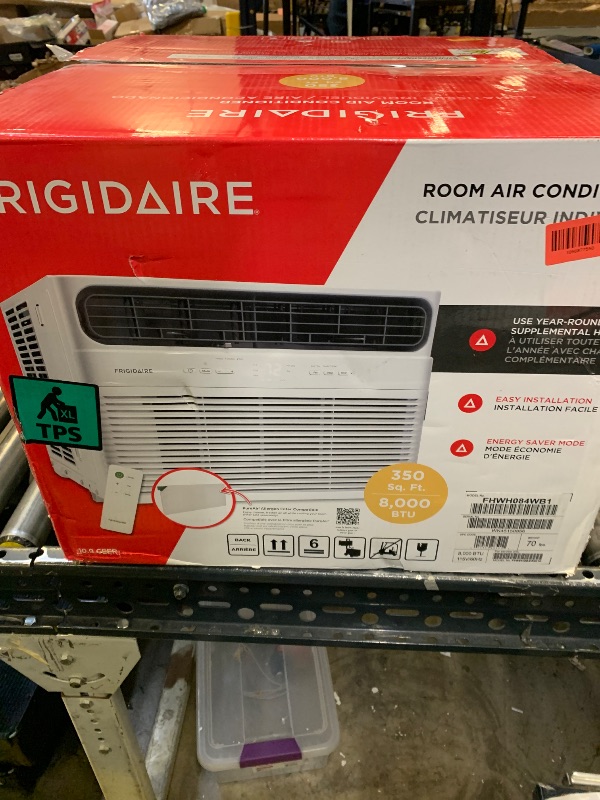 Photo 1 of Frigidaire 8,000 BTU Window Air Conditioner with Supplemental Heat, Cools & Heats Up to 350 Sq. Ft., Remote Control, Quiet Operation, Eco Mode, 3 Fan Speeds, White