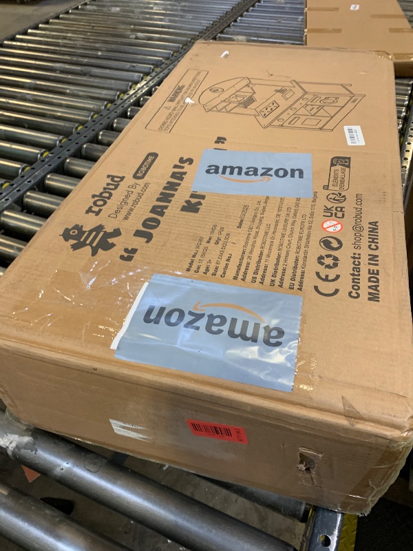 Photo 1 of ROBUD Wooden Play Kitchen Set, Kids Toy Kitchen Set with Realistic Design, Utensils, Ice Maker, Fridge, Oven, Washer, Modern Style Play Kitchen with Accessories, Ideal Gift for Boys & Girls, Blue