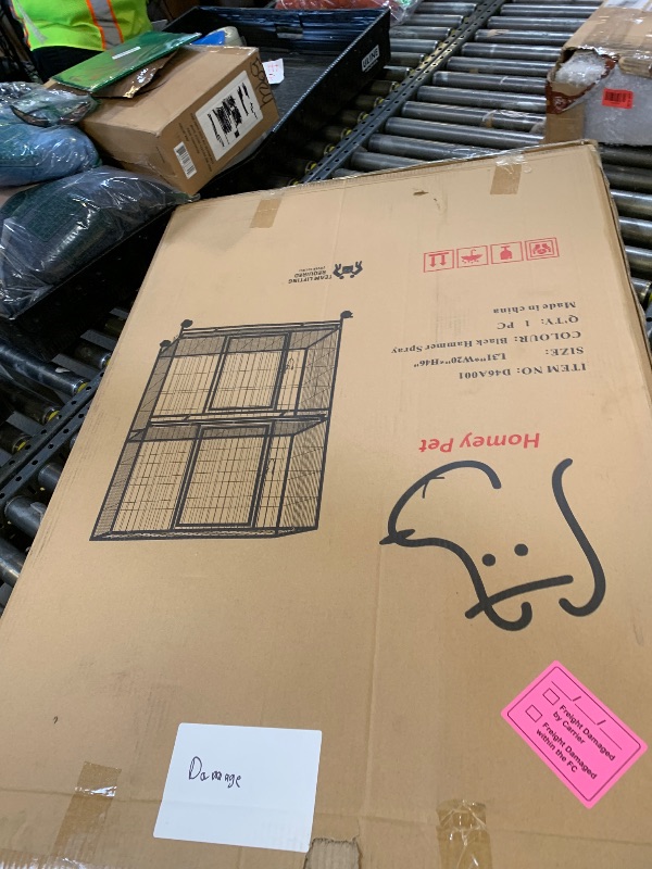 Photo 1 of Homey Pet 31 Inch Stackable Heavy Duty Dog Crate Cage Kennel with Four Lockable Wheels, Removable Tray, Escape Proof Wire Drop Dog Crates for Small Dogs (Two Tiers)