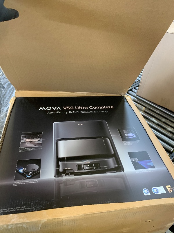 Photo 1 of Mova V50 Ultra Complete Robot Vacuum and Mop Self-Cleaning, 24,000 Pa Suction, Liftable Navigation with Obstacle Overcoming and Warm Water Mopping with DuoSolution System Designed for Pets, Black