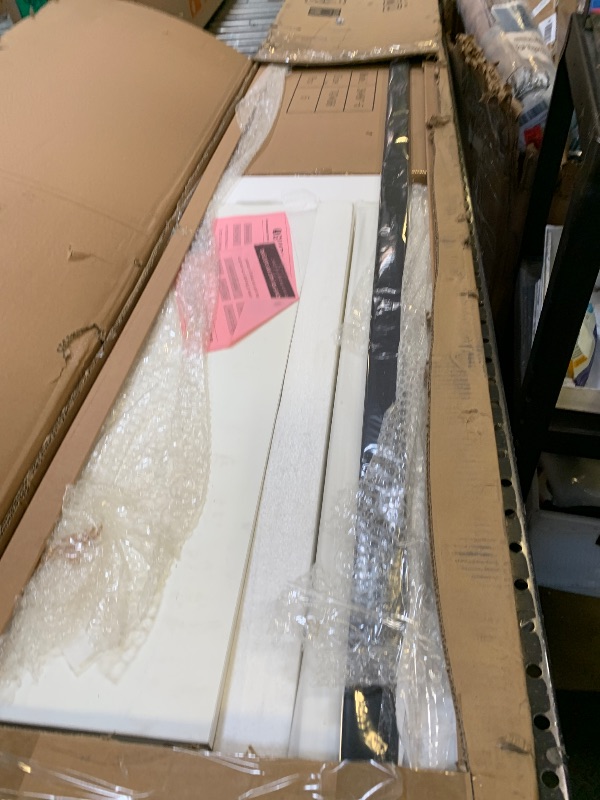 Photo 1 of ROYMELO 36x96 Inch Glass Sliding Barn Door Slab and 6.6ft Hardware Kit Included, 5 Frosted Glass, LVL Wood Panel Covered with White Water-Proof Scratch-Proof PVC Surface, Simple DIY Assembly