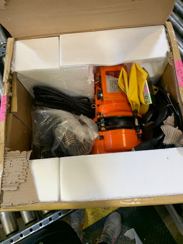 Photo 1 of YATOINTO Electric Chain Hoist Winch 1Ton, 20Ft Wired Remote Control w/Emergency Stop Switch Double Chain Design Max Load 2200lbs Max Lift Height 20Ft 120V Crane Hoist for Garage Ceiling