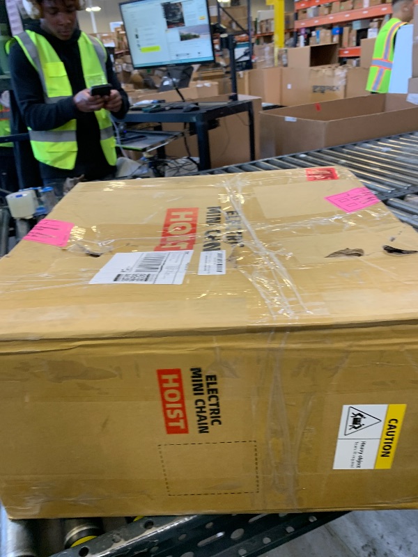 Photo 1 of YATOINTO Electric Chain Hoist Winch 1Ton, 20Ft Wired Remote Control w/Emergency Stop Switch Double Chain Design Max Load 2200lbs Max Lift Height 20Ft 120V Crane Hoist for Garage Ceiling