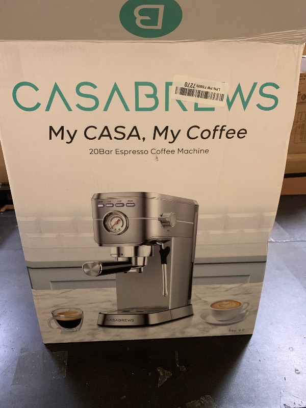 Photo 1 of CASABREWS CM5418 Espresso Machine 20 Bar, Compact Espresso Maker with Steam Milk Frother, Stainless Steel Coffee Machine with 34oz Removable Water Tank for Cappuccino, Gift for Women or Men, Silver