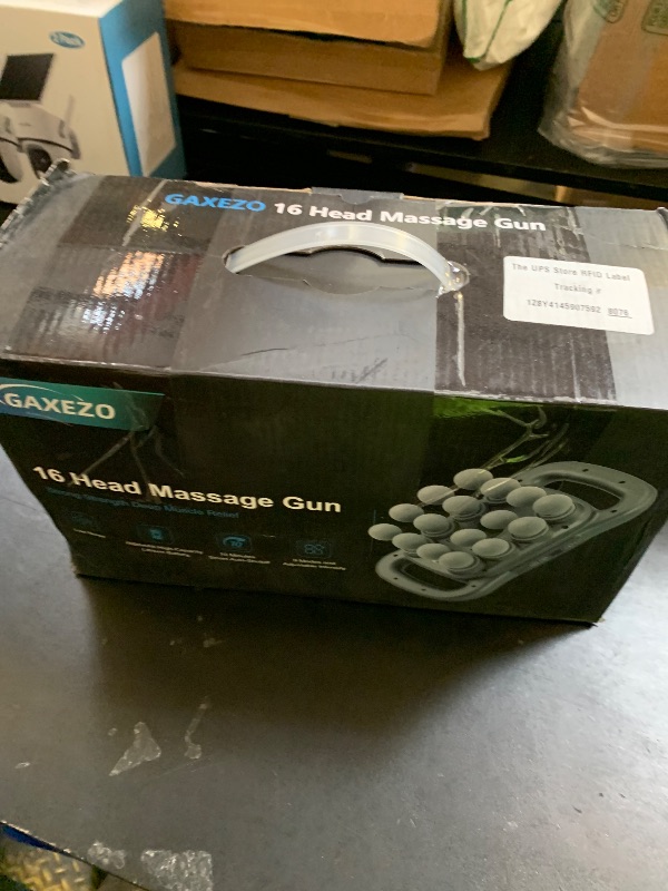 Photo 1 of GAXEZO 16 Head Massage Gun Set, Deep Tissue Percussion Massager, 2600mAh Electric Massage Tools with 9 Styles & Levels, Dark Grey