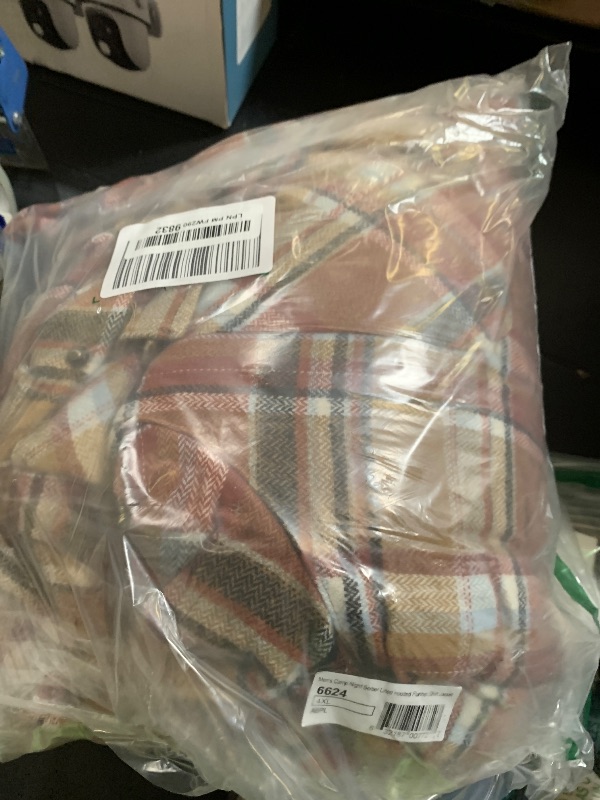 Photo 1 of Legendary Whitetails Mens Hooded Shirt Jacket Plaid Flannel Berber Lined Polyfill Insulated Shacket, Arrowood Barnwood Plaid, 4XL