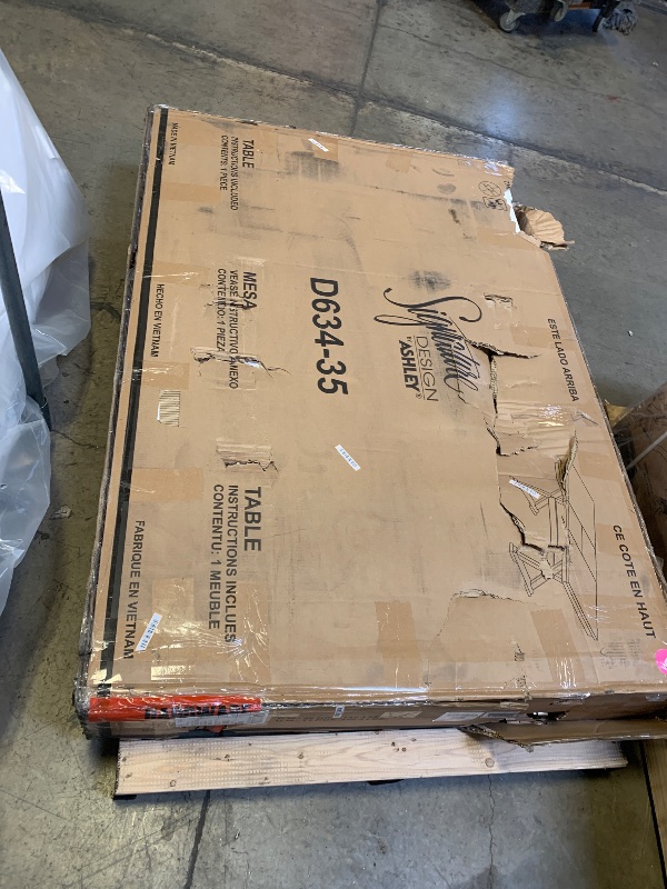 Photo 1 of Signature Design by Ashley Wildenauer Dining Extension Table, Self-Storing Butterfly Leaf, Seats 8, Hardwood Solids, 40" W x 78" D x 30.13" H, Black & Dark Brown