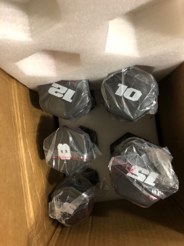 Photo 1 of CAP 150 LB Rubber Coated Hex Dumbbell Hand Weight Set with Vertical Storage Rack | Black Handle