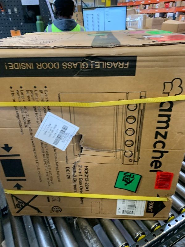 Photo 1 of AMZCHEF RV Gas Range Stove 12V. Range Oven for RV Use with 3 Burners,Gas Oven, 28,100BTU, Open Flame Configuration, Knob work indicator, Heavy Duty Cast Iron Grates (Large 21 inch)