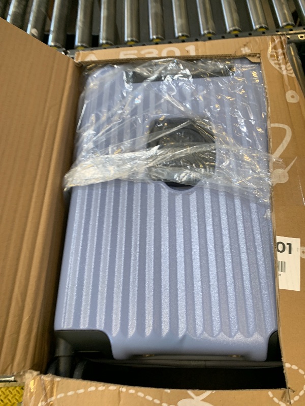 Photo 1 of HotWay 19 Inch Expandable Carry On Luggage with Cup Holder, Hardside TSA Approved Luggage with Spinner Wheels, Top Opening Suitcase For Travel, Blue