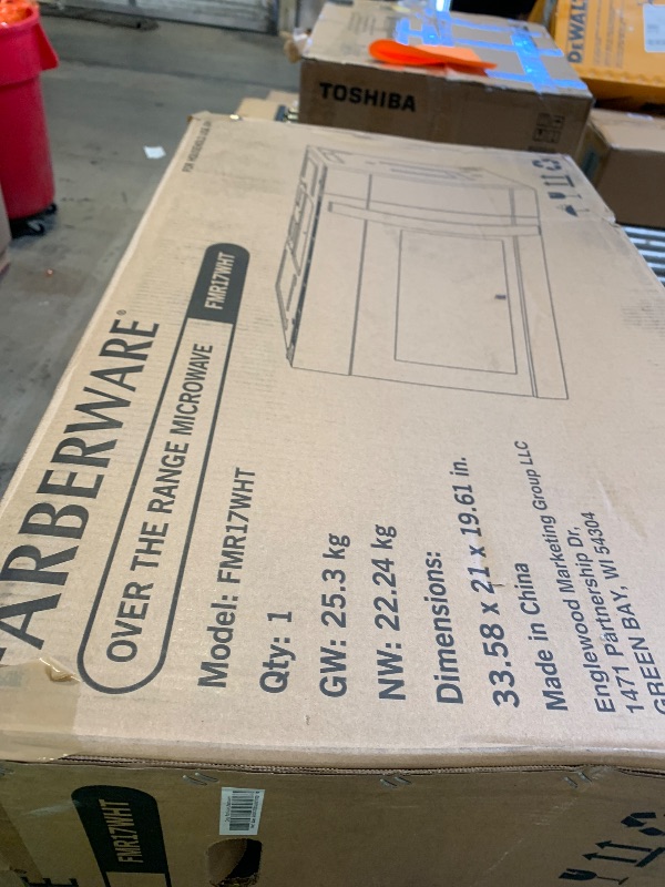 Photo 1 of Farberware 1.7 Cu. Ft. Over-the-Range Microwave Oven – 1000 Watts Power, Auto Cook Settings, Defrost, Easy Clean and Child Safety Lock - White