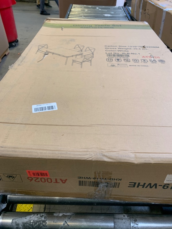 Photo 1 of VECELO 5-Piece Kitchen Dining Table Set, Wood Tabletop & Heavy-Duty Metel Frame, Rectangle Dinette with 4 Chairs for Small Space, Breakfast Nook, Natural White