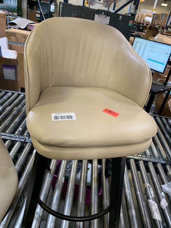 Photo 1 of Counter Height Barstools 26 inch Upholstered Swivel Bar Stools with Back and Wood Legs for Kitchen Island