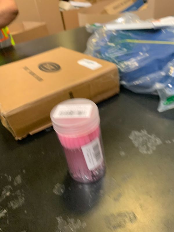 Photo 1 of 100 Pcs Disposable Mascara Wands, Crystal Eyebrow Spoolies Brush for Eyelash Extensions, Pink Lash Brushes with Container