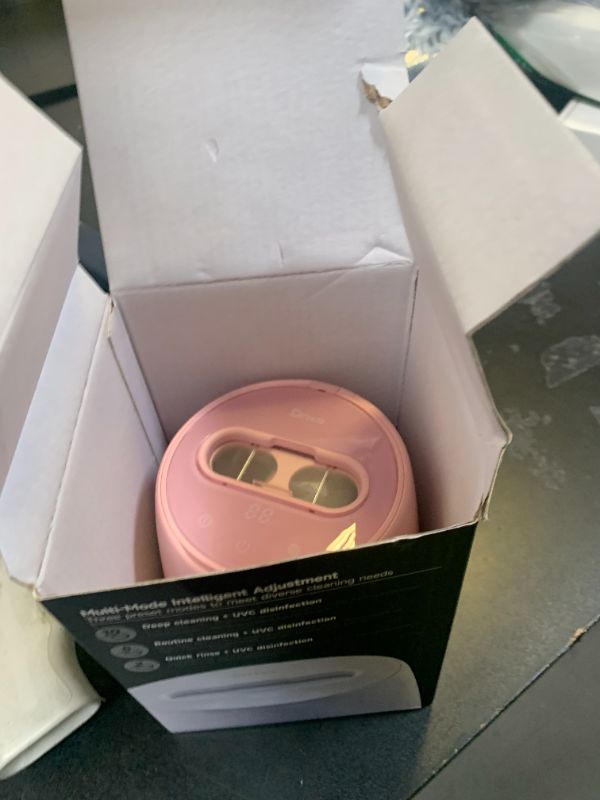 Photo 1 of Drixo Ultrasonic Retainer Cleaner Machine, IPX6 Waterproof Dental Cleaning Pod, 3 Modes Denture Cleaner for Night Guard Mouth Guard Braces, 45kHz Denture Dome with UV Light, 200ML Tank, Pink