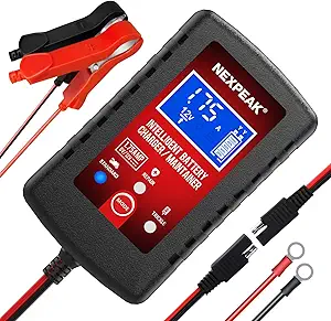 Photo 1 of 1.75-Amp Car Battery Charger, 6V and 12V Smart Fully Automatic Battery Charger Maintainer, Trickle Charger, Battery Desulfator for Car, Lawn Mower, Motorcycle, Boat, Marine Lead Acid Batteries