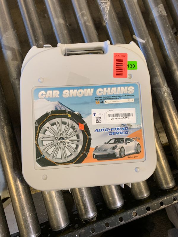 Photo 1 of Snow-Chains Auto Fixing 1 Min Quick Fit Easy Installation Tire-Chains, Portable Reusable Universal Emergency Tire Traction Chain for Passenger Car, Pickup Trucks and SUV - Set of 2 (HN-130)