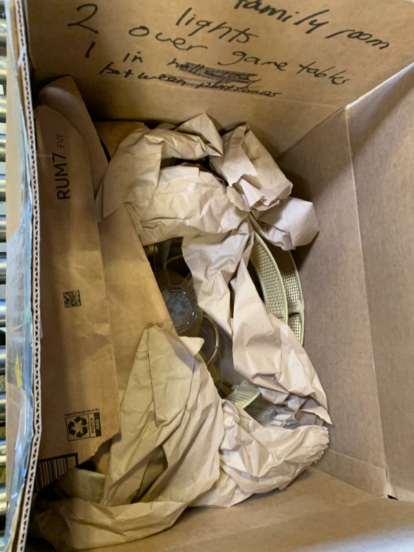 Photo 1 of **INCOMPLETE** XYLLIFY Boho Caged Ceiling Fans with Lights,Rattan Fandelier Ceiling Fans with Lights and Remote Control, Coastal Enclosed Flush Mount with Reversible 6 Speeds for Bedroom Dining Room Kitchen