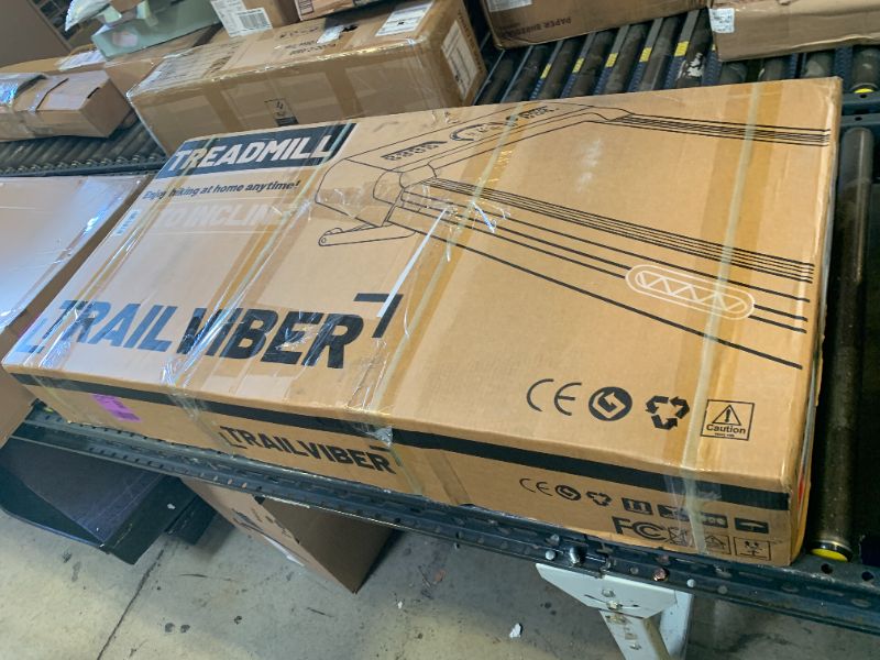 Photo 1 of TRAILVIBER Walking Pad Treadmill with 12% 9-Level Auto Incline, 450 lbs Capacity RGB LED Screen, Bluetooth Speaker Under Desk Treadmill, Compact Treadmills for Home Hiking, Black