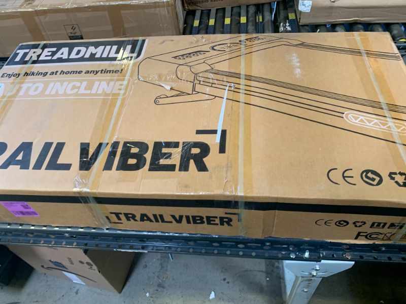 Photo 1 of TRAILVIBER Walking Pad Treadmill with 12% 9-Level Auto Incline, 450 lbs Capacity RGB LED Screen, Bluetooth Speaker Under Desk Treadmill, Compact Treadmills for Home Hiking, Black