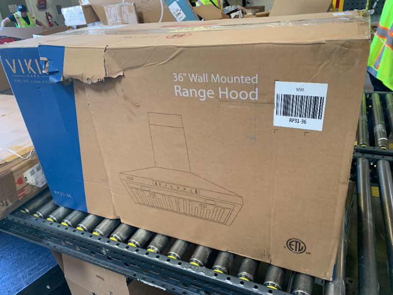 Photo 1 of VIKIO HOME Wall Mount 36 Inch Range Hood 900 CFM, Ductless/Ducted Convertible Kitchen Hood, 3-speed Gesture Sensing & Touch Control, Stainless Steel Kitchen Vent Hood with Permanent Baffle Filters