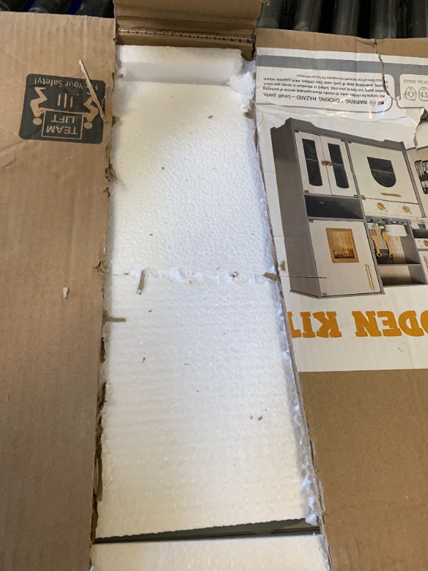 Photo 1 of Large Wooden Corner Toy Kitchen Playsets with Real Running Water, 2 in 1 Water Dispenser with Ice Maker, Play Stove with Light and Sounds for Toddlers, Preschoolers, Children Age 3+ Years