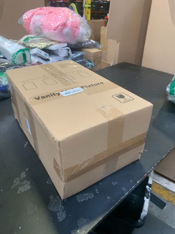 Photo 1 of MOKATNG 4-Light Bathroom Light Fixtures, Vanity Light with Milky White Shades, Matte Black Bathroom Light Fixtures Over Mirror, Modern Bathroom Wall Lamp for Mirror Living Room Cabinet Bedroom