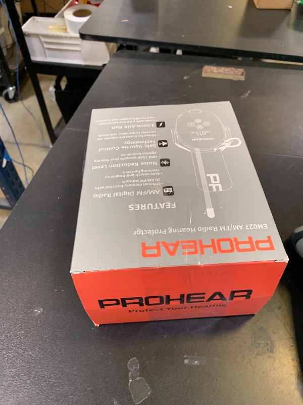 Photo 1 of PROHEAR 027 AM FM Radio Headphones with Digital Display, 25dB NRR, Safety Ear Protection Earmuffs for Mowing, Snowblowing, Construction, Work Shops - Orange