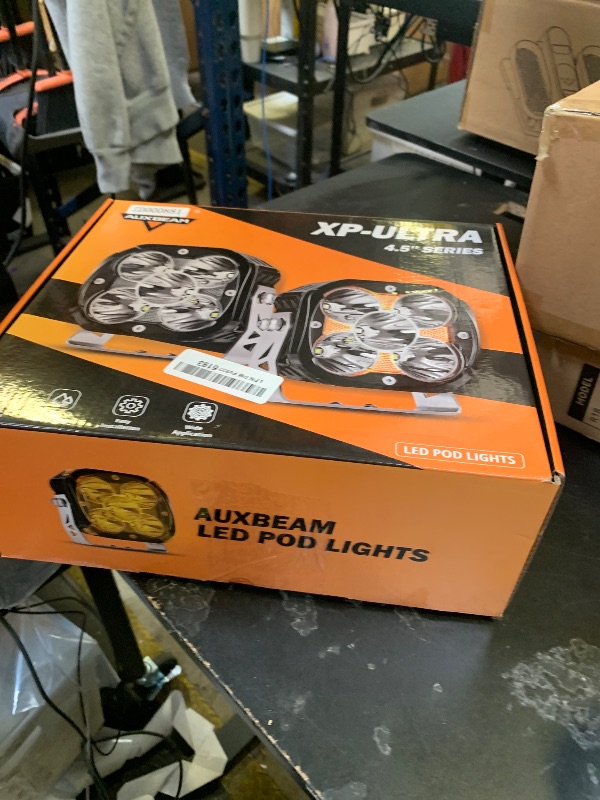 Photo 1 of Auxbeam XP-Ultra Series 4.5'' Led Pods with DRL, Spot Flood Combo Offroad Lights 128W 15200LM, Fog Light Bar with Amber Covers and 20°+120° Angle, Cube Ditch Lights, Pair