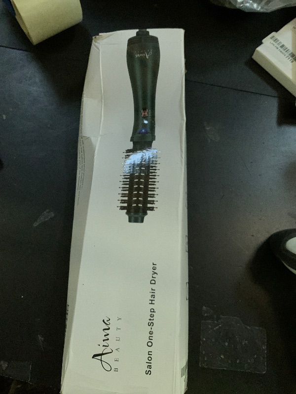 Photo 1 of **USED** Aima Beauty Hair Dryer Brush, One Step Hair Dryer & Volumizing Hot Air Brush, 3 Heat/Speed Settings, Advanced Ionic Technology, Ceramic Coating, Nylon Pins & Tufted Bristles, Dark Green, 1000W, 125V