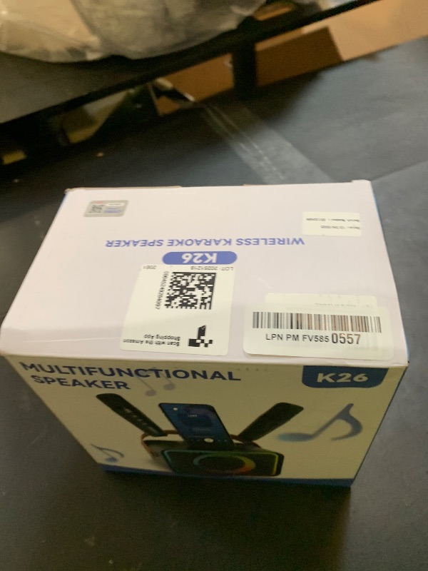 Photo 1 of Karaoke Machine,Portable Bluetooth Speaker with 2 Wireless Microphone for Adults & Kids with LED Lights, Karaoke Microphone with PA System Supports USB/TF/AUX,Gift for Party (Black)