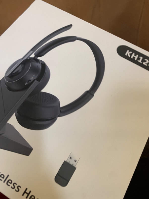 Photo 1 of (2025 Upgraded) Wireless Headset with Mic for Work, Bluetooth Headset with Noise Canceling Microphone with Dongle, Charging Base & Mic Mute, Wireless Headphones for Work from Home/PC/Computer