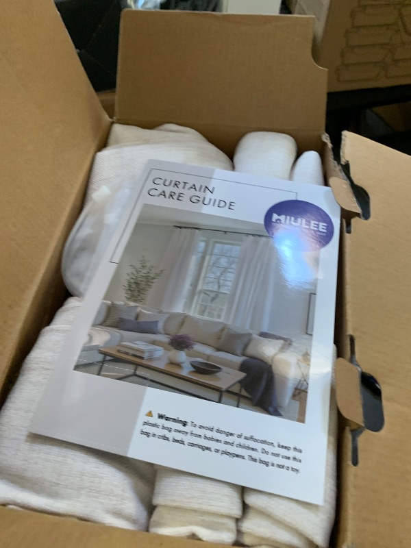 Photo 1 of MIULEE Pinch Pleated Thick Linen Curtains 90 Inches 4 Panels Set Ivory Cream Back Tab Memory Trained Pinch Pleat Semi Sheer Light Filtering Privacy Curtains Window Drapes for Living Room Bedroom Birch