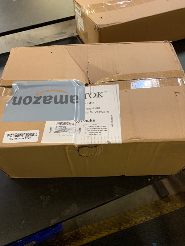 Photo 1 of 100Pack Black Plastic Silverware, Disposable Plastic Silverware with Napkins, Pre Rolled Black Spoons Forks Knives wiht Napkins, Heavy Duty Wrapped Cutlery Set for Party Wedding