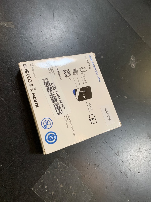 Photo 1 of [Upgrade] HDMI Switch 3 in 1 Out, 4K@60Hz HDMI 2.0 Switch Splitter with 2.6FT Long HDMI Cable, 3-Port HDMI Switcher Selector, Supports 4K 30Hz 3D 1080P HDCP2.2 for PS5 Xbox DVD Player Fire Stick PC