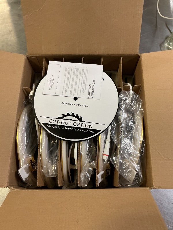 Photo 1 of ZYC Recessed Lighting 6 Inch - 12W 1100LM LED Recessed Ceiling Light with Night Light,2700K/3000K/4000K/5000K/6000K Selectable Ultra-Thin Lighting,Dimmable Canless Wafer Downlight,Pack of 6?Gold?.