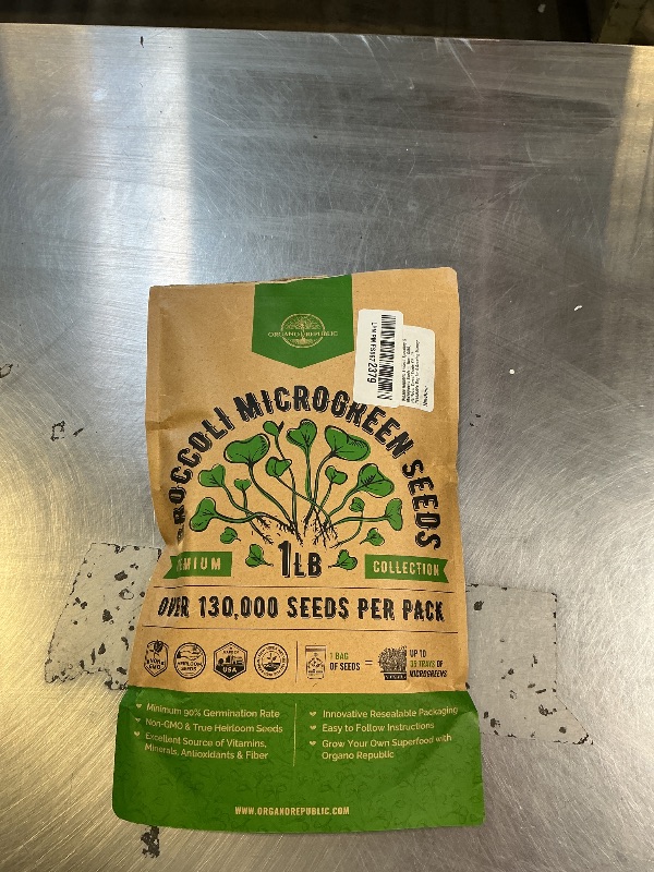 Photo 1 of Organo Republic Broccoli Sprouting & Microgreens Seeds - Non-GMO, Heirloom Sprout Seeds Kit, 1lb Resealable Bag for & Growing Microgreens in Soil, Coconut Coir, Aerogarden & Hydroponic