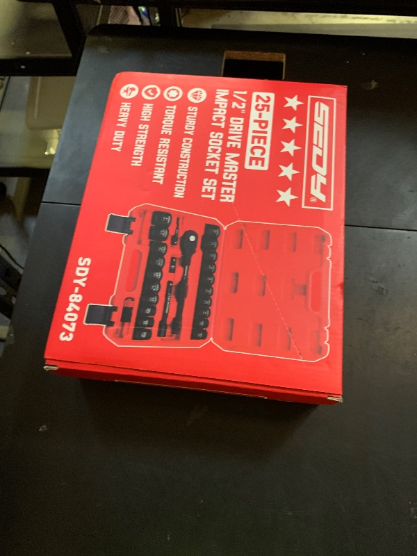 Photo 1 of 1/2" Drive Socket Wrench Set: 25-Piece SAE & Metric Impact Socket Ratchet Wrench Tool Set Socket Assortment with Storage Box for Repair Mechanic Garage