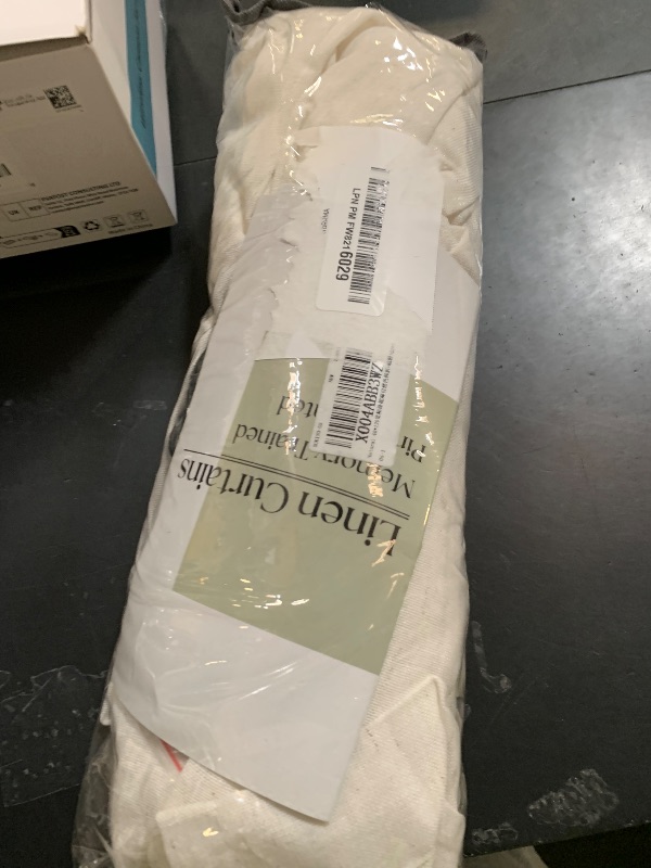 Photo 1 of 120 Inch Linen Curtains Pinch Pleated for Living Room Tall Windows Custom Made Pleat Drape with Hooks Rings Back Tab Privacy Semi Sheer Extra Long Linen Drape Curtains 120 Length Cream Ivory 10ft