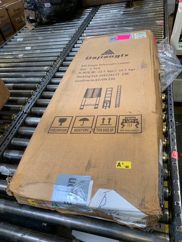 Photo 1 of 26.2FT Telescoping Ladder with Stabilizer Bar Wheels and Hooks, Multi-Purpose Extension Aluminum Folding Ladder Collapsible Adjustable Telescopic Ladders Extendable Ladder for Homeuse