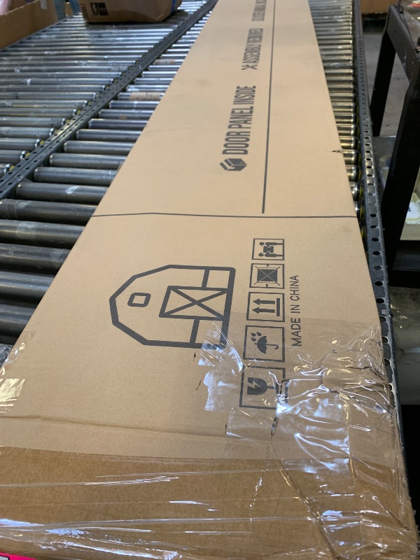 Photo 1 of ROYMELO Double 24×84 Inch Glass Barn Door Slab and 8ft Hardware Kit Included, 5 Frosted Glass, LVL Wood Panel Covered with White Water-Proof Scratch-Proof PVC Surface, Simple DIY Assembly