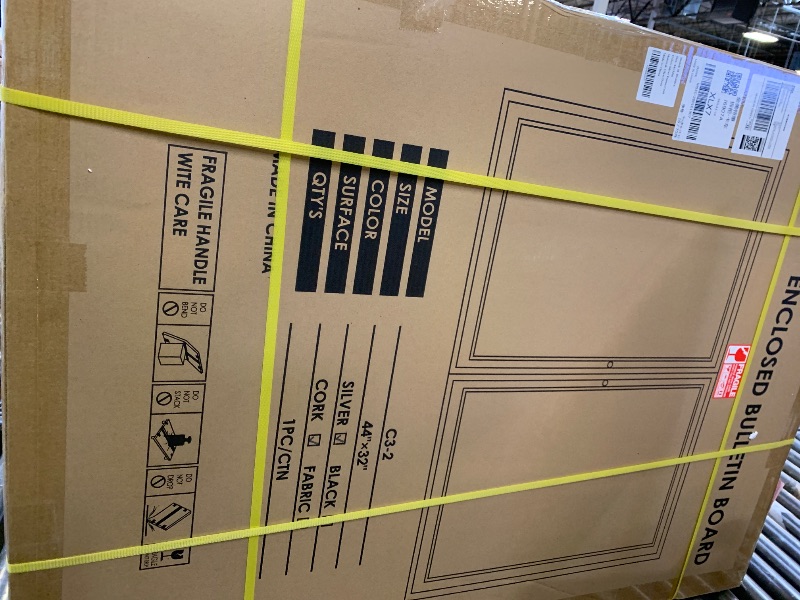 Photo 1 of Lockable Outdoor Enclosed Bulletin Board, Weatherproof Cork Noticeboard with Locking Door, Wall-Mounted Aluminum Framed Display Case for Messages (Silver Frame & Cork, 44x32 in)