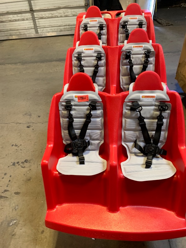 Photo 1 of Angeles Bye Bye Buggy 6 Passenger Stroller, Sturdy Daycare Stroller with Fat Tires, Easy-to-Fasten Safety Buckles, Parking Brake, & 360 Pivoting Wheels, Red