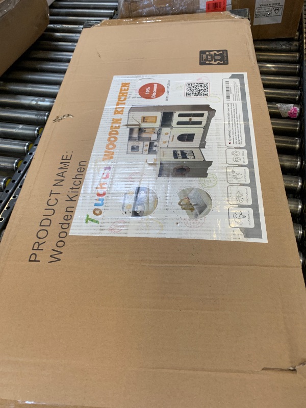 Photo 1 of Large Wooden Corner Toy Kitchen Playsets with Real Running Water, 2 in 1 Water Dispenser with Ice Maker, Play Stove with Light and Sounds for Toddlers, Preschoolers, Children Age 3+ Years