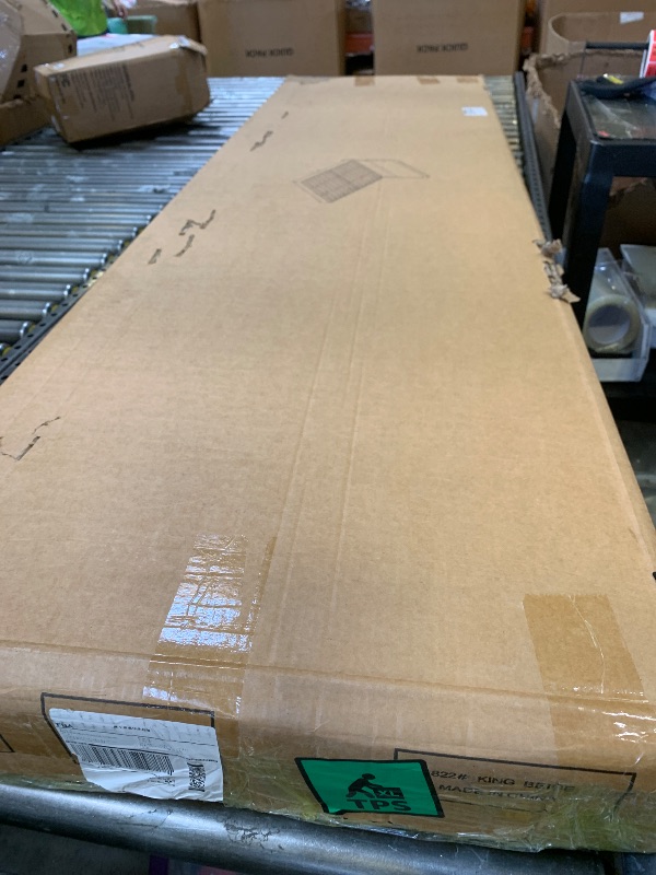 Photo 1 of viplov King Size Boucle Upholstered Platform Bed Frame with Adjustable Headboard, Soft Cloud Bed, No Box Spring Needed, Noise Free, Easy Assembly, White