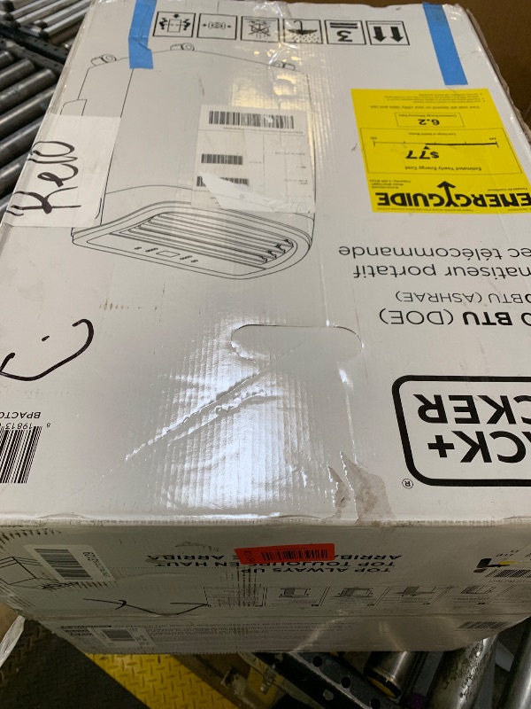 Photo 1 of NON-FUNCTIONAL, PARTS ONLY----------------------------------BLACK+DECKER Portable Air Conditioner, 8,000 BTU (3,950 BTU SACC) for Rooms up to 400 Sq. Ft., Portable AC with Follow Me Remote Control and Window Kit, BPACT08WT, White