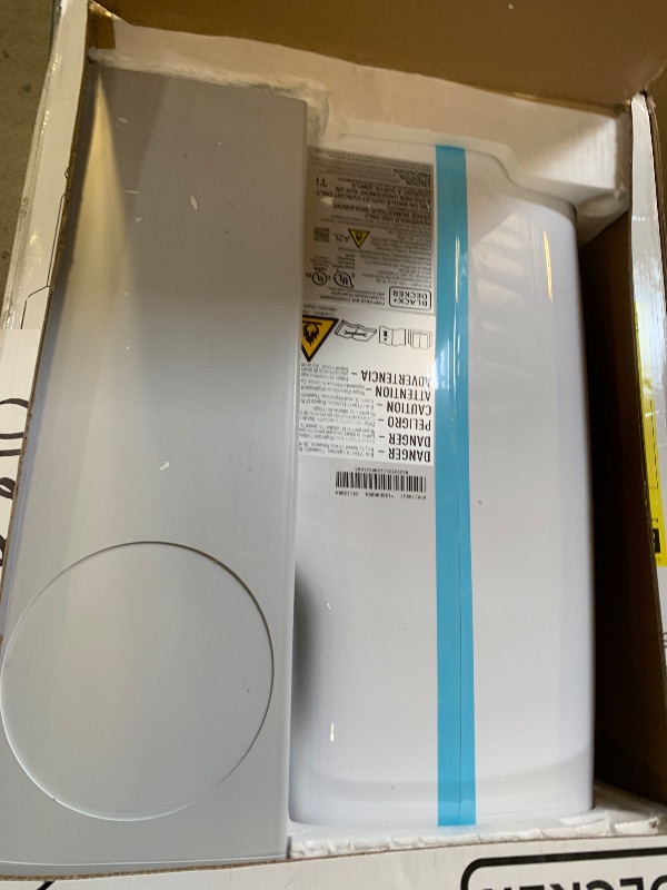 Photo 1 of NON-FUNCTIONAL, PARTS ONLY----------------------------------BLACK+DECKER Portable Air Conditioner, 8,000 BTU (3,950 BTU SACC) for Rooms up to 400 Sq. Ft., Portable AC with Follow Me Remote Control and Window Kit, BPACT08WT, White